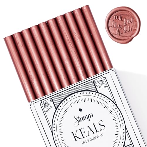 KEALS 10 Bastoncini di Cera per Sigilli – Compatibili con Pistola per Ceralacca – Cera Vintage per Inviti, Lettere, Biglietti e Confezioni (Rame Rosa)