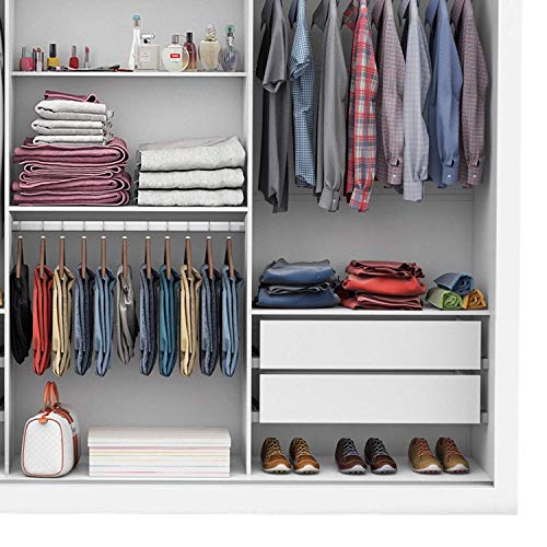 Guarda Roupa Casal 4 Espelhos 3 Portas de Correr 4 Gavetas Max Plus Siena Móveis Branco/Frassino Jac