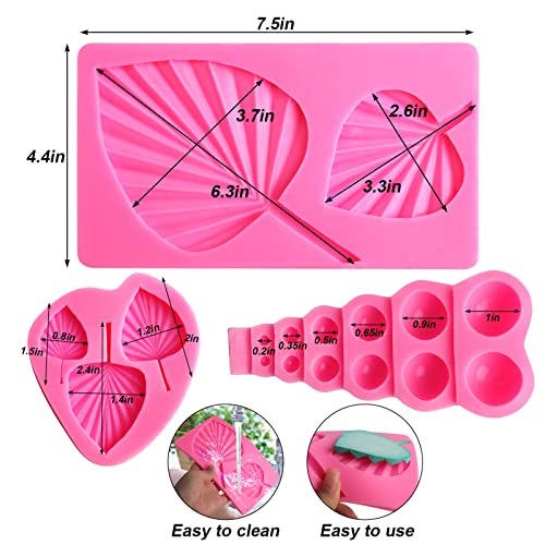 3Pcs Fondant Molds, Fan Leaf And Sphere Silicone Molds, Fondant Mold For Baking Chocolate Candy Cake Decorating, Fondant & Gum Paste Molds #TOP6