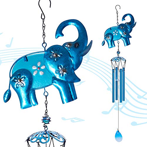 Layssa Wind Chime Outdoor/Indoor Windchimes Elephant Mobile Wind Catcher Romantic Wind Chime Stained Glass Metal Elephant For Window, Home, Garden, Yard, Patio, Lawn Decoration #TOP3