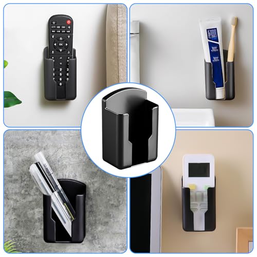 YOUNGSAY 6 Stk Fernbedienungshalter Wand, Schwarz Kunststoff Fernbedienung Halterung Selbstklebend, Multifunktion Fernbedienungshalterung Wand für Zuhause und Büro