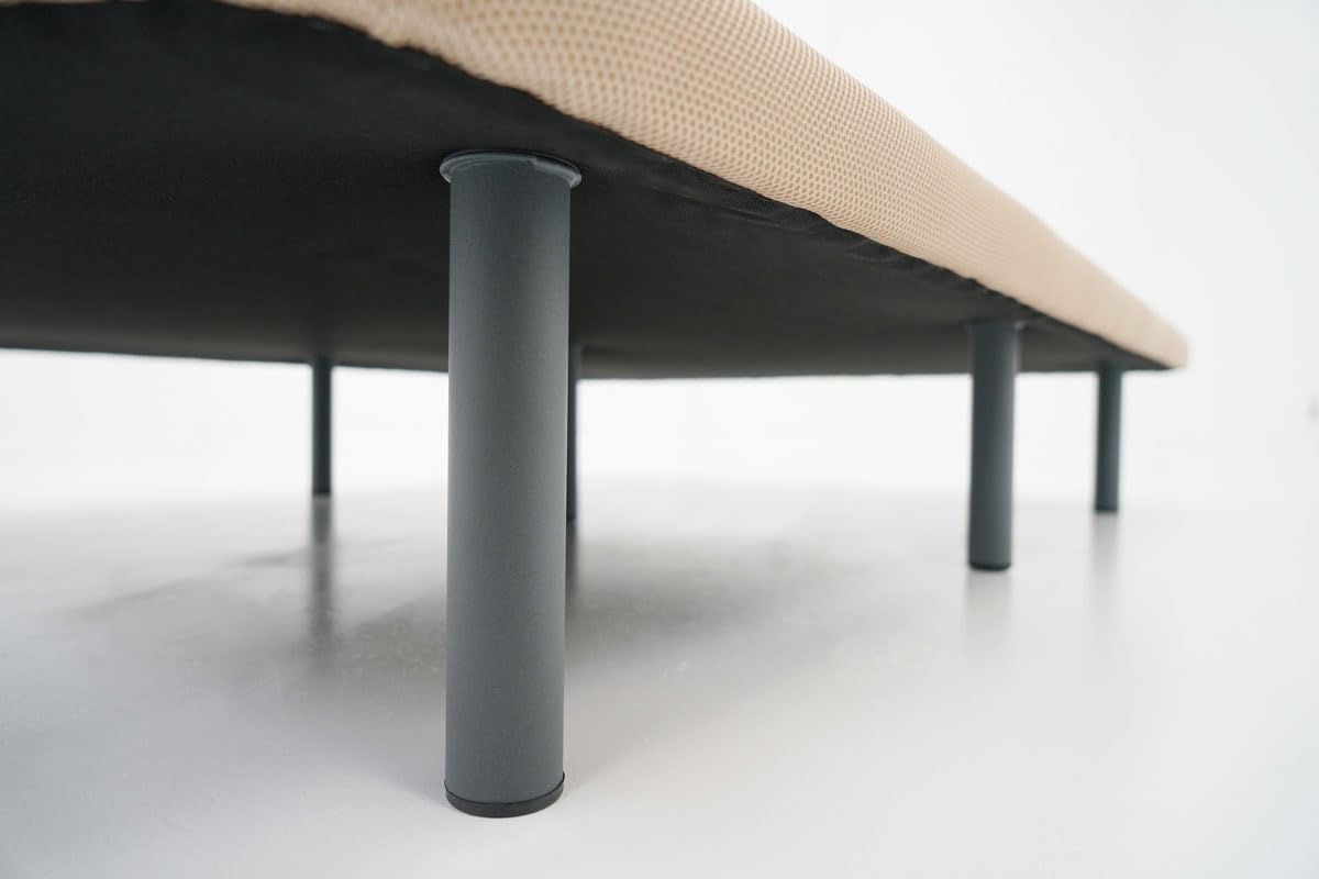 WIN REST Base Tapizada 3D Cibeles, Estructura Sólida de Gran Estabilidad, 5 Barras transversales + 6 Patas metálicas, Beige 160x190