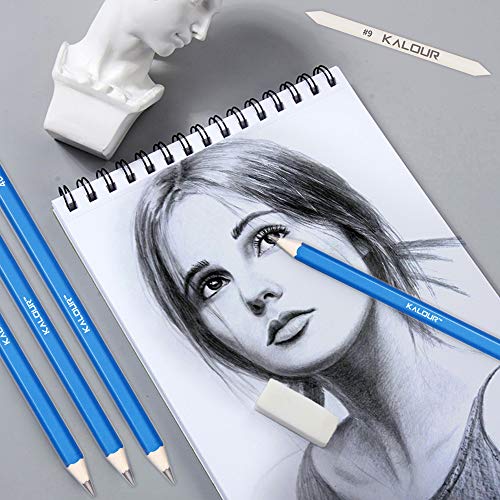 KALOUR-33-Pieces-Pro-Drawing-Kit-Sketching-Pencils-SetPortable-Zippered-Travel-Case-Charcoal-Pencils-Sketch-Pencils-Charcoal-StickSharpenerEraserArt-Supplies-for-Artists-Beginner-Adults-Teens