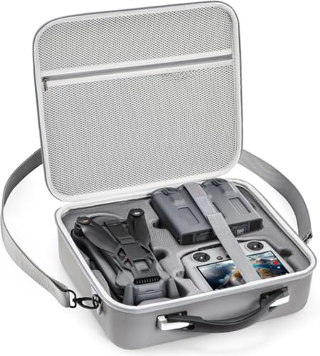 Image of M.G.R.J Travel Portable Bag for DJI Mavic 4 Pro Drone Fly More Combo (DJI RC 2 / RC Pro 2 Remote Controller) (Hard|PU Leather|Grey) (Drone and Accessories are NOT Included)