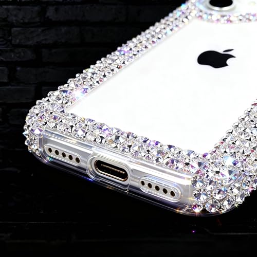 Bonitec Compatible with iPhone 17 Case for Women Girls 3D Glitter Sparkle Bling Case Luxury Shiny Cute Crystal Charms Rhinestone Diamond Bumper Clear Protective Cases Cover Clear by Bonitec - Image 7