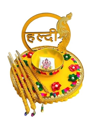 Beautiful Combo Haldi Ceremony Tray/Wedding Thali/Decoration Tray for Wedding Platter | Marriage Decor Trays Plate Ceremony, Bride or Groom