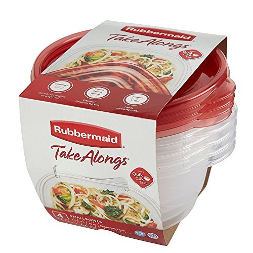 Rubbermaid 1779039 TakeAlongs 3.2 Cup Small Bowls Food Storage Container, (4 Pack), Clear