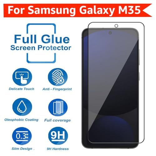 Image of POPIO Military-Grade Gorilla Tempered Glass For Samsung Galaxy M35 | 9H Hardness, Edge-to-Edge, Bubble-Free