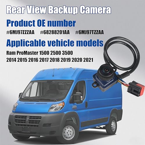 Image of No. 6MJ97ZZZAA Rear View Backup Reverse Parking Camera /Rear View Camera | Compatible with 2014-2021 Ram ProMaster 1500 2500 3500 Reverse Park Assist Camera Replace 6MJ97ZZAA 68288201AA 6MJ97TZZAA