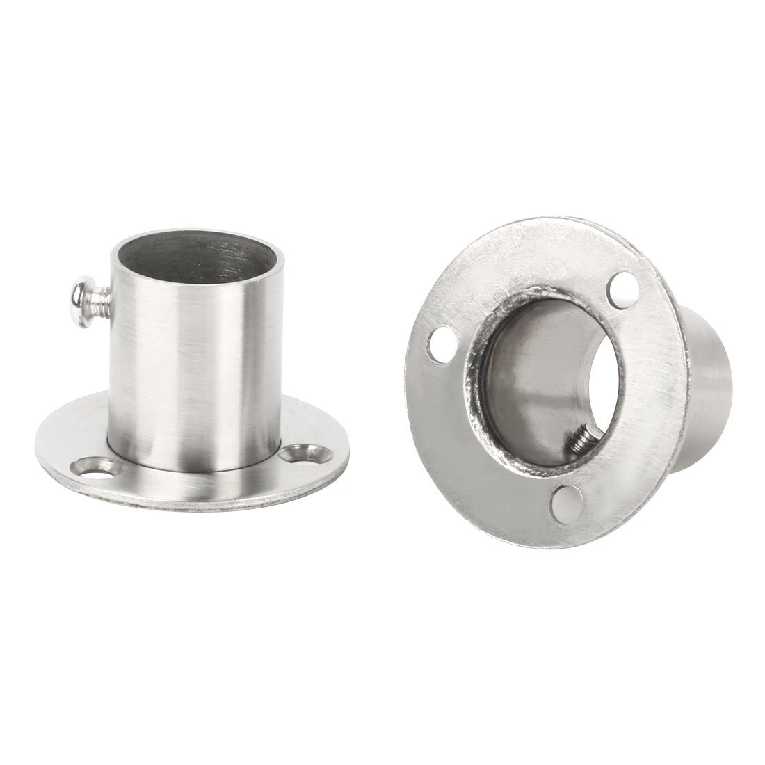 Sourcingmap Stainless Steel Cabinet Clothes Closet Rod Bracket Holder Flange Socket 22mm Dia 2 Pcs - Image 3