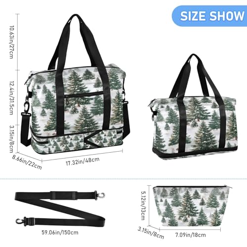 Winter Forest Christmas Gym Bag for Women Sport Travel Duffel Bag Shoulder Weekender Overnight Bags with Wet Pocket & Shoe Compartment3