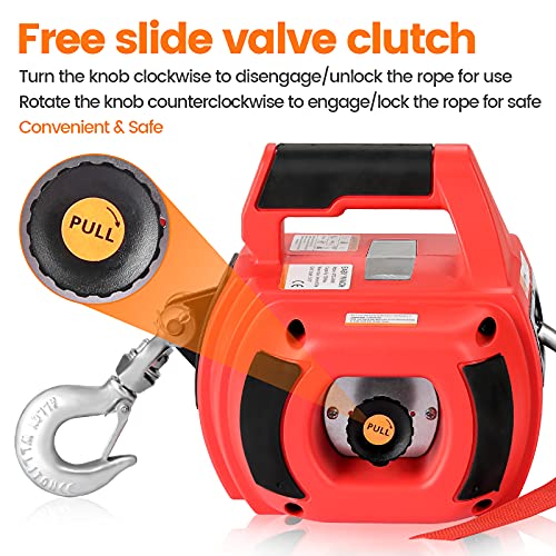 Anbull 750LBS Portable Drill Winch, Handheld Drill Powered Winch with 40 Feet Steel Wire Rope, Drill Winch Hoist for Lifting, Dragging, Handling, Trailer