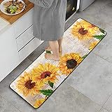 Area Rug Runner Vintage Envelope Sunflower Leaves Non Slip Soft Doormats Carpet for Hallway Bathroom