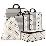 U+U 6 Set Compression Packing Cubes, Travel Organizers (Polka Dot)
