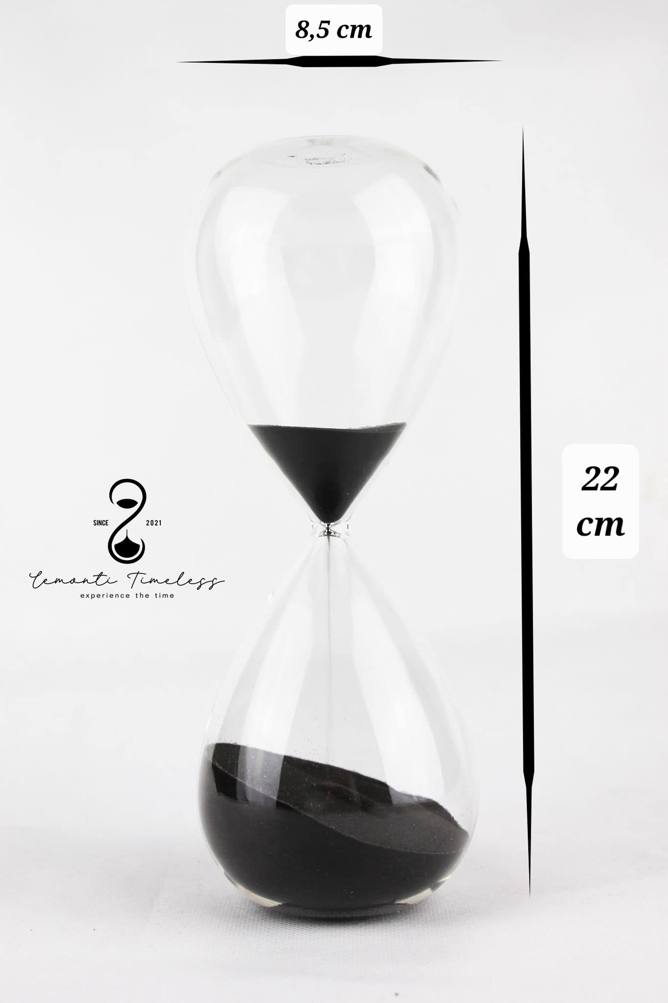Reloj de arena de cristal | 45 minutos en negro | también en 10/15/30/45/60 min | como decoración para la oficina, la cocina y la hora para los niños…
