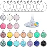 SUPERFINDINGS 20Pcs Wine Glass Charms with Bling Rhinestones Stainless Steel Reusable Wine Glass Identifier Tags Shiny Decorations Markers for Tasting Party Favors New Year