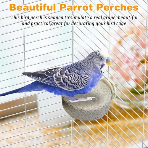 Image of PINVNBY 8 PCS Bird Perch Parrot Beak Grinding Stone Calcium Mineral Parrot Perch Foot Claws Trimmer Chewing Toy Bird Cage Accessories for Small Medium Budgie Cockatiel Conure Lovebird (Lune)