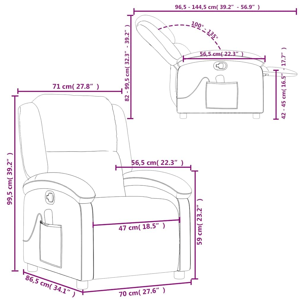 vidaXL Fauteuil de Massage Inclinable, Chaise de Relaxation avec Dossier et Repose-Pied Réglables, Siège de Salon, Moderne, Noir Velours