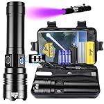 BEYSTE Linternas LED Alta Potencia, 1,000,000 Lúme...: 【LINTERNAS LED ALTA POTENCIA】Esta linterna está equipada con un chip XHQ99 que puede alcanzar una potencia luminosa de hasta 1,000,000 lúmenes. Su diseño con alta densidad luminosa, estabilidad y alta transmisión le permite penetrar el polvo y la nie...