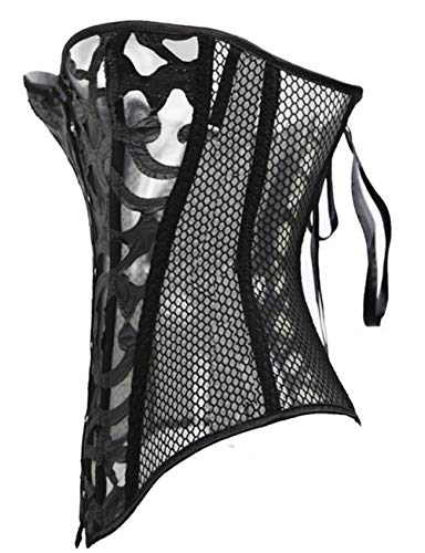 Kelvry Women's Sexy Satin Waist Cincher Lace up Boned Overbust Corset Basque Bustier Top Black 6-24 (22-24, Black) steampunk buy now online Kelvry Women's Sexy Satin Waist Cincher Lace up Boned Overbust Corset Basque Bustier Top Black 6-24 (22-24, Black) steampunk buy now online