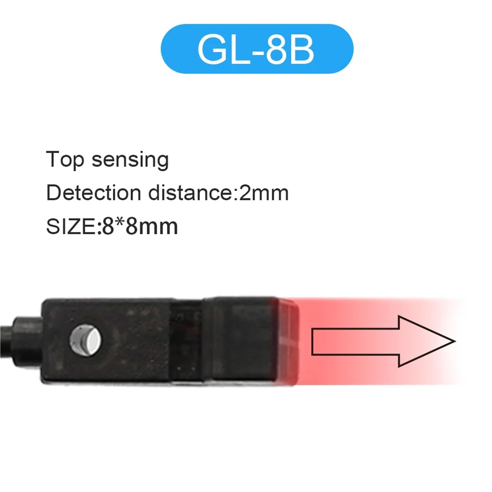 GL-8H ABS wykrywacz metalu indukcyjny czujnik zbliżeniowy mały inteligentny przełącznik ruchu niepodtynkowy 2 mm DC12V-24V z kablem 1,2 m(GL-8B, NPN NO)