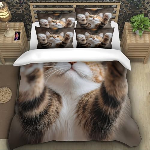 Housse de couette chat 140x200cm pour chambre ado dynamique