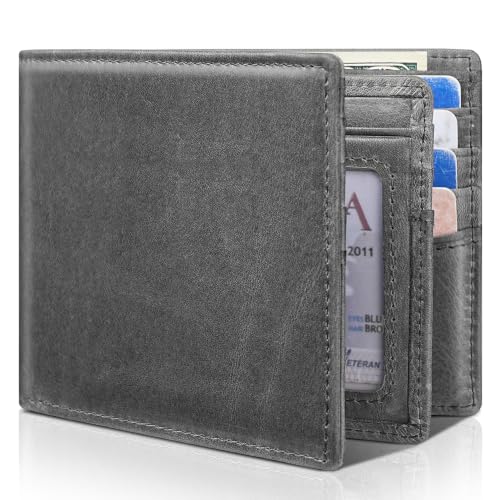 Image of Artpaxy Mens Wallet Bifold Genuine Leather RFID Blocking Wallet for Men with 1 ID Window 15 Card Holders 2 cash pockets 1 Gift Box