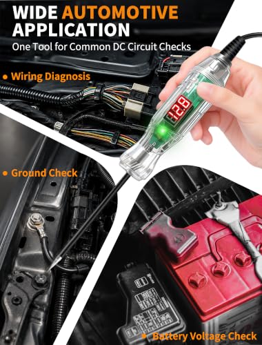 Automotive Test Light, 3-70V Digital LED Voltage Tester, Auto Circuit Tester with Voltmeter, Dual Polarity Indicator and Stainless, Bidirectional Electrical Voltage Test Pen for Car/Truck/SUV Checker — view 5