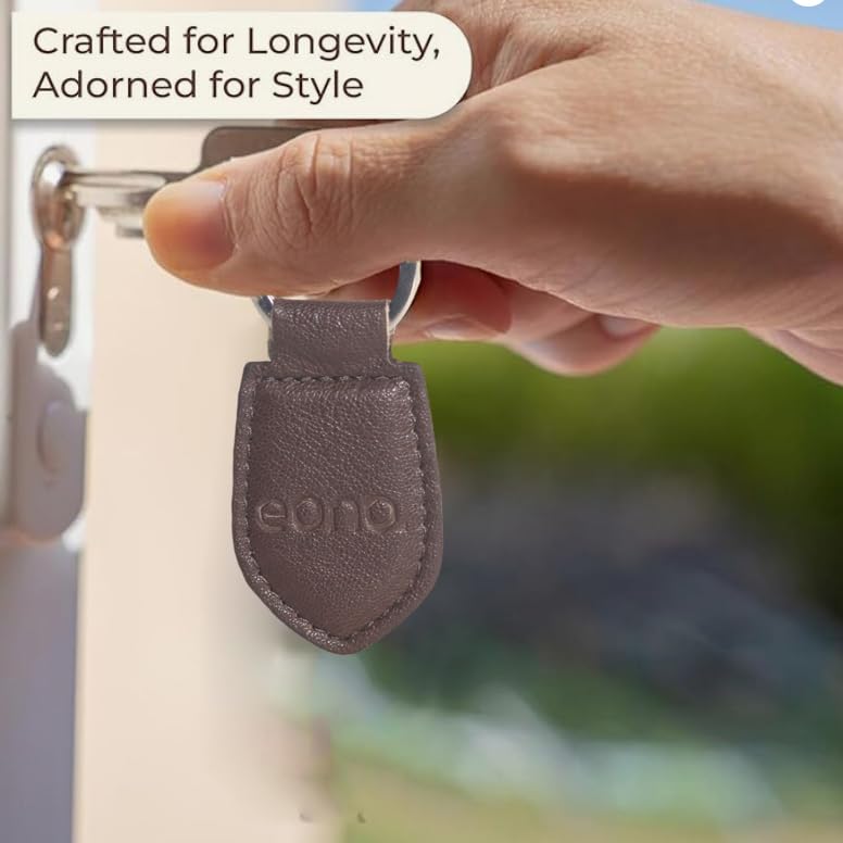 Image of Amazon Brand - Eono Premium Genuine Leather Keychain For Bike Home Car Genuine Leather Keyring & Key Holder Key Organiser For Men and Women