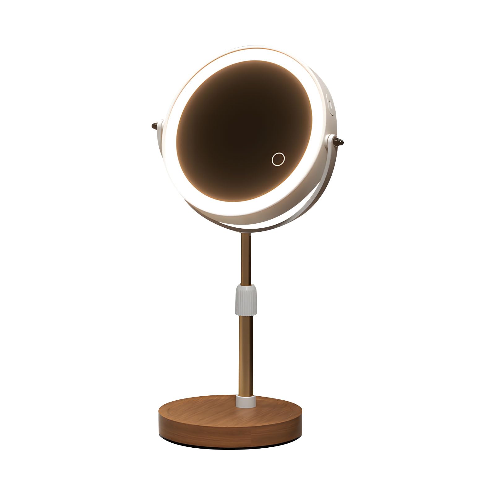Verre cosmétique loupe 3x LED personnalisable avec base en bois pour coiffeuse