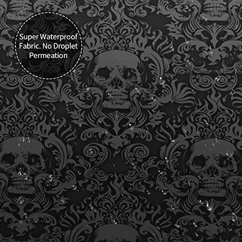 Showmedesign Vintage Halloween Black Victorian Gothic Skull Damask Shower Curtain Sets With Hooks 60X72 Inches Waterproof Bathroom Curtain Home Decor #TOP4