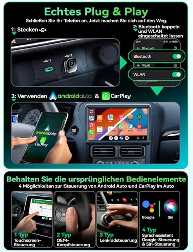 Wireless Carplay & Android Auto Adapter, Mavlou Metalldesign Mini & Stabiler 2-in-1-Dongle, Convert Wired CarPlay/Android Auto zu Wireless, für iOS 10+/Android 11+ & Autos ab 2016