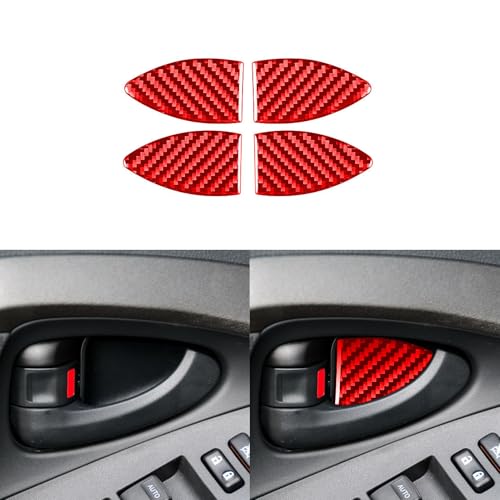 PJFUS Real 3K Soft Carbon Fiber Car Inner Door Bowl Collision Protector Decor Trim Compatible with Toyota RAV4 XA30 2006 2007 2008 2009 2010 2011 2012 Auto Interior Accessories Red