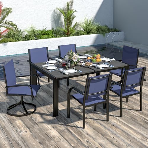 SEGMART 7-Piece Patio Dining Set with Swivel Chairs