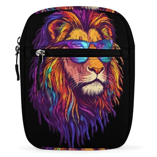 Rasta Lion with Glasses Women's Cute Small Mini Crossbody Bag Top Zip Sling Square Shoulder Bags