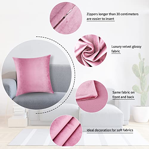 Pillow Covers, 2 Pack Velvet Throw Pillows Covers 18X18 Inch Decorate Pillows Covers Set Of 2 Comfortable Square Pillowcase For Solid Cushion Case Sofa Bedroom, Soft Pillow Covers (Pink, 18 X 18Inch) #TOP2