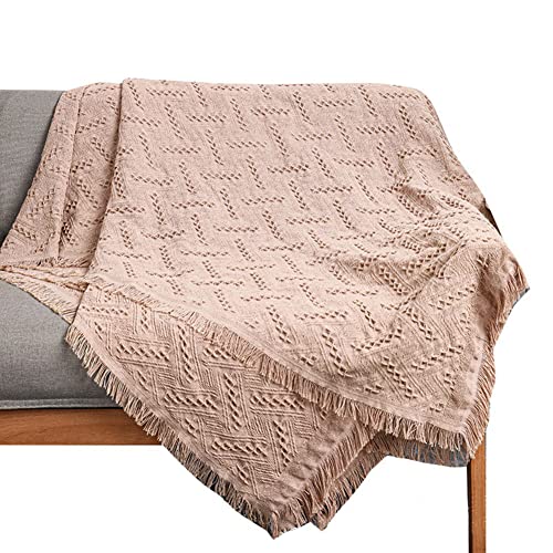 Coperta in maglia nordico con nappe, 90 x 150 cm, copertura decorativa per divano, copriletto bohémien, coperta multifunzione