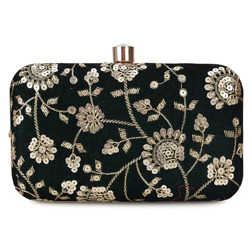 Image of LONGING TO BUY Hand Crafted Designer Box Clutch - Zari Embroidery For Women