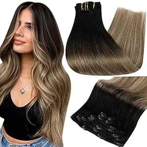 22 , #1B/#8/#22 : Full Shine 22 inch Remy Clip in Hair Extensions Human Hair Full Head Ombre Clip in Hair Extension 10 Pcs Per Set 120gram Color #1B Fading to #8 and #22