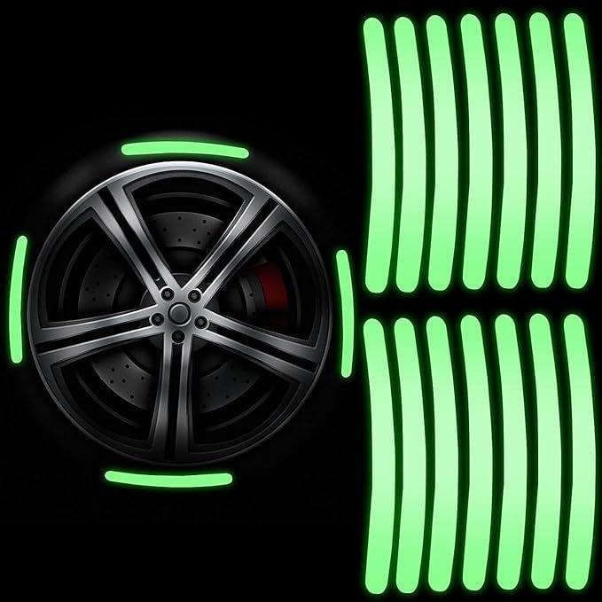 20 Pcs Car Wheel Reflective Strips | Night Safety Rim Stickers for Cars, Bikes & Motorcycles | Waterproof & Durable Reflector Decals for Tyres (Multicolor)-image-30
