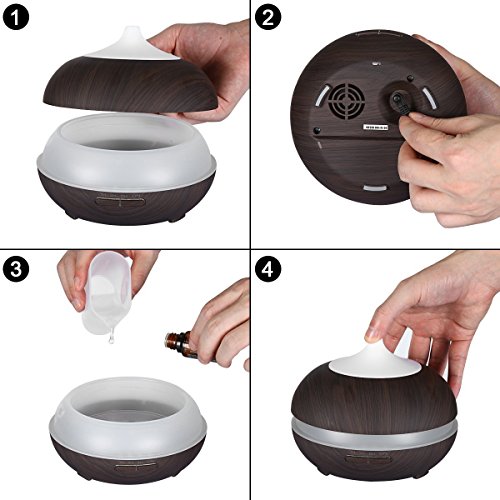 Safiaz Wood Grain Aroma Essential Oil Diffuser With Color Changing Lights, 300 Ml #TOP3
