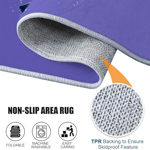 Tapis animal pingouin violet lavable en machine et antidérapant - 7