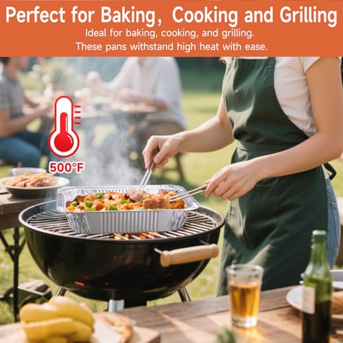 Image of Half Size Aluminum Pans 9x13-10 Pack Aluminum Foil Pans, Heavy Duty Disposable Pans for Cooking, Baking, Meal Prep, Parties & Food Storage