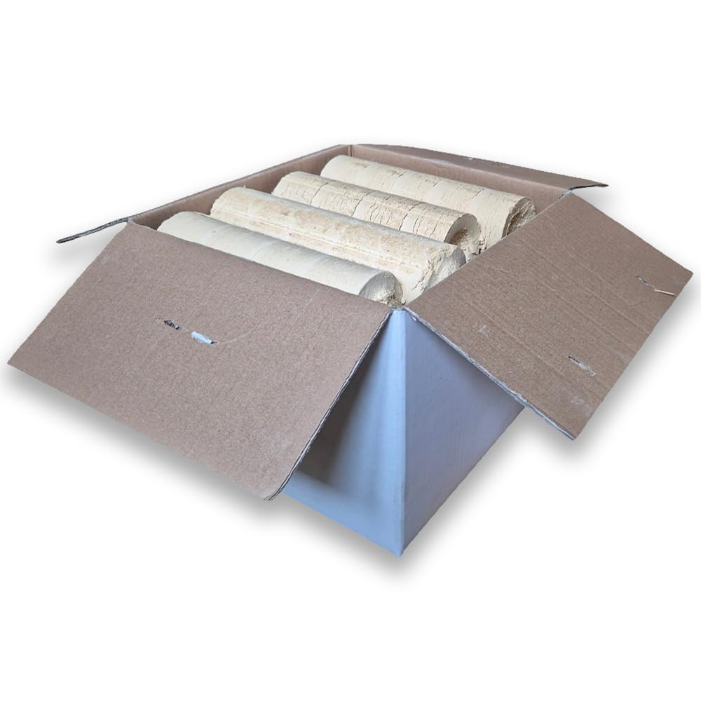 Tronchetti da ardere per camino 50 kg, in legno pressato, 5 cartoni da 10 kg, Senza Additivi, 100% Made in Italy