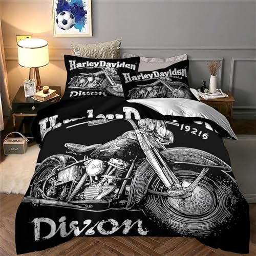 Housse de couette moto pour enfant double parure lit 200x200 microfibre