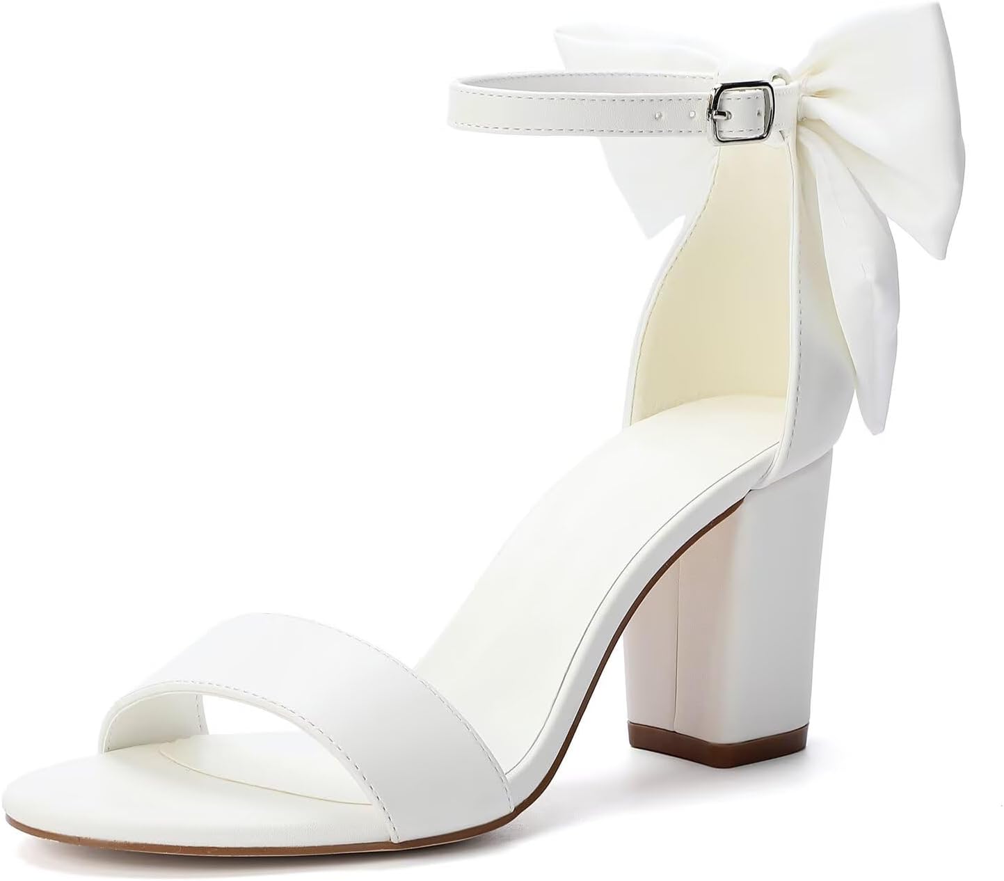 Block Heel Bridal Shoes - Open Toe Comfort