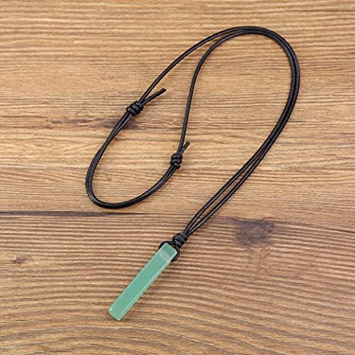 COAI Genuine Leather Cord Bar Stone Pendant Necklaces for Couples