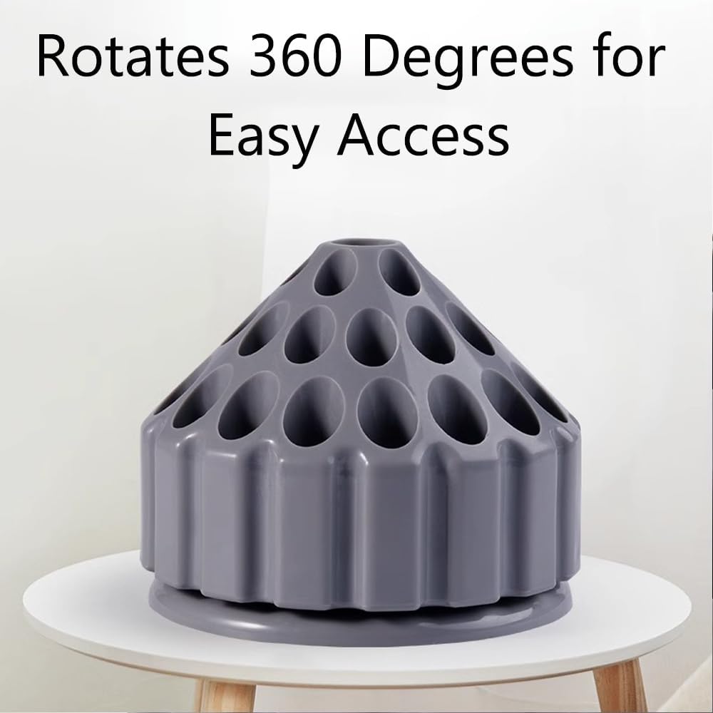 SEIWEI Grinding Head Accessories Organizer 306 Degree Rotating Fly Tying Plastic Fly Tying Tool Desktop Storage Case Multi-Hole Design