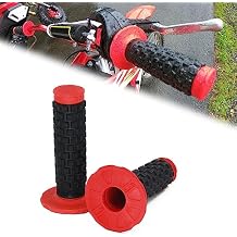 2pcs 7/8" Universal Motorcycle Hand Bar Grips Pillow Grip Anti-Slip Rubber Racing Grip for Dirt Bike Motocross CR80R/85R, CRF150R, CR125R/250R, CRF450RRed
