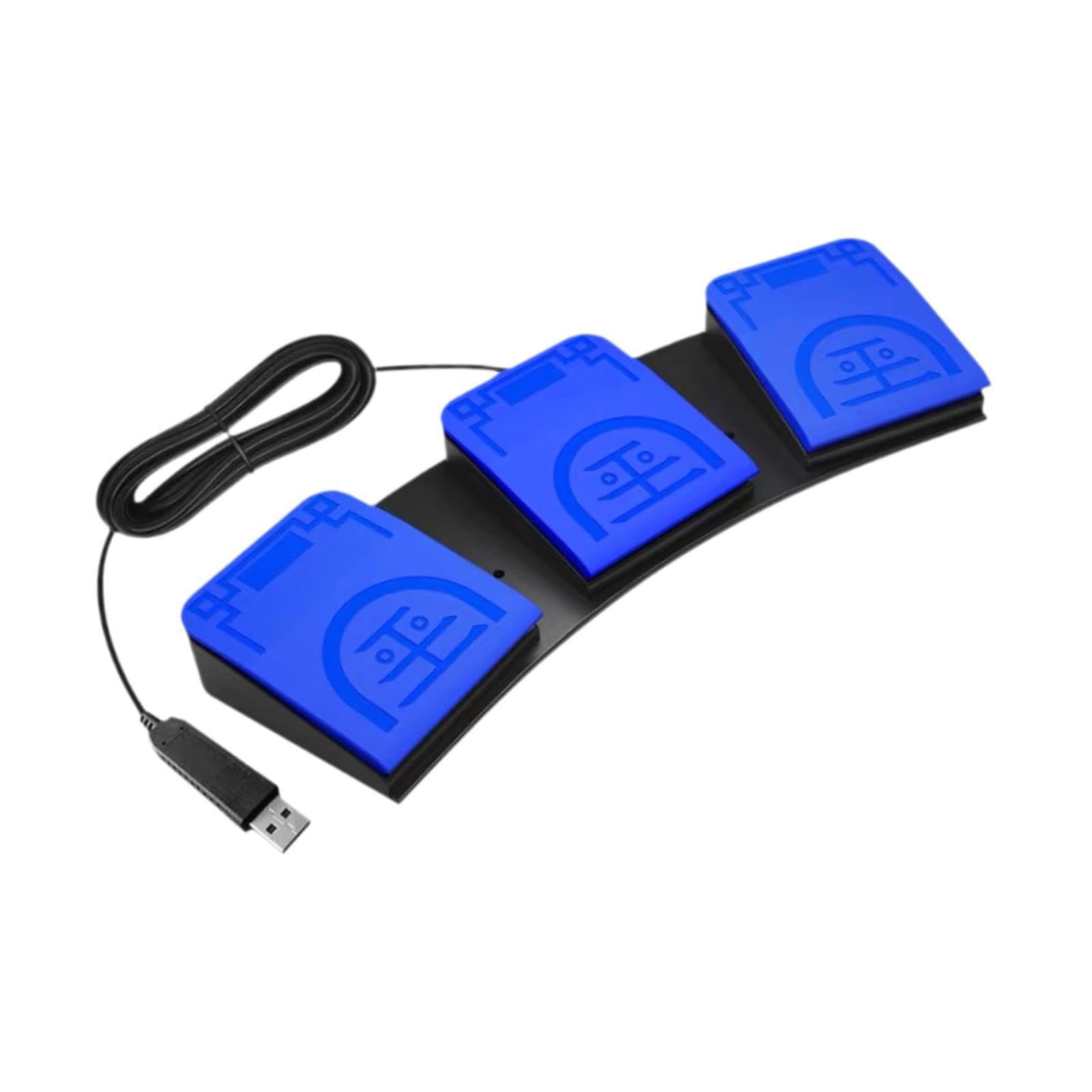 Pedal USB con 3 Teclas programables, Azul 34 x 11.5 x 4.3 cm | dispositivo de control eficaz para juegos, transcripción, funciones de cuerdas, control de juegos para PC en , Azul , 34 x